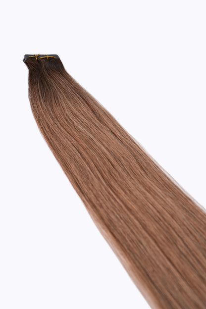 Tape Extension Dunkelbrauner Ansatz mit Übergang in Hellbraun