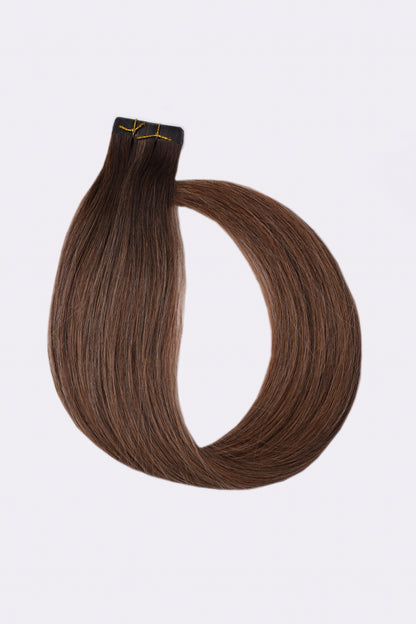 Tape Extension Dunkelbrauner Ansatz mit Übergang in Hellbraun